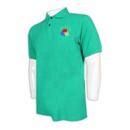 P1143 Making short-sleeved green Polo shirts 繍 flower logo Polo shop P1143 Making short-sleeved green Polo shirts 繍 flower logo Polo shop